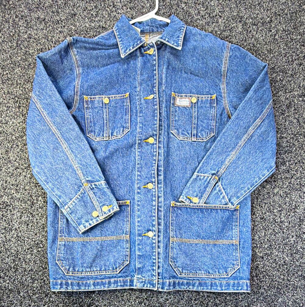 Lauren Jeans Co. Women's Blue Chore Jacket Button-Front Collared Pockets 1X